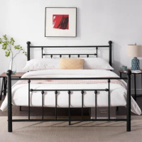 Queen Size Bed Frame with Headboard and Footboard, Heavy Duty Slat Support/Mattress Foundation/Underbed Storage Space, Bed Frame