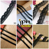 isi 10yard renda rajut hitam, renda kait hitam