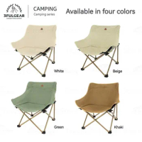 3F UL GEAR Outdoor Folding Chair 2.4kg Ultralight Cotton Moon Chair Portable Leisure Lazy Chair Steel Bracket Camping Fishing
