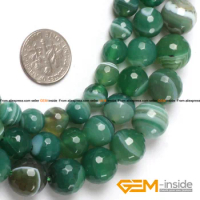 Round Faceted Banded Green Onyx Agates Beads For Jewelry Making Strand 15 Inch DIY Bracelet Necklace 8/10/12mm