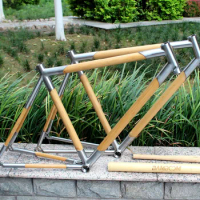xacd made titanium &amp; bamboo bike frame Titanium combine bamboo road bike frame titanium road bike frame