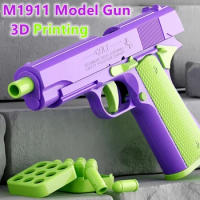 3D Printed M1911 Shell Ejection Gun Pistol Model Gravity Straight Jump Toys Gun Non-Firing Kids Stress Relief Toy Christmas Gift