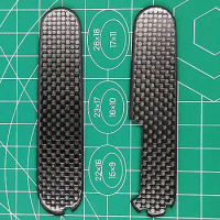 Custom Made 3K Carbon Fiber Scales Handle with Toothpick Tweezer and Ballpoint Pen Cut-Out for 91mm Victorinox Swiss Army Knife