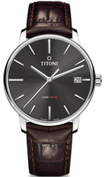 TITONI 梅花錶 LINE1919_SER 系列 機械男腕錶(83919S-ST-576)-40mm-灰面皮革【刷卡回饋 分期0利率】【跨店APP下單最高20%點數回饋】