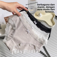 Women's Cotton Panties, New Lace Patchwork Breathable Cotton Panties, Mid-Waist Panties for Girls