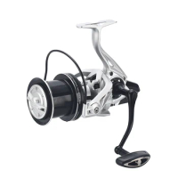 Big Surf Spinning Reel with Silver Design, Sea Rod Casting Reel, Shallow Spool, Big Surf, 14000 Size, Carp Fishing Reel