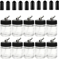 JOYSTAR 10 x 22CC Airbrush Glass Bottles with Jar Caps for Master, Iwata Single Action Airbrush