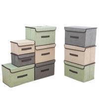 【PS Mall】居家布藝折疊收納箱儲物箱帶蓋防塵便攜盒 小號 3入(J491)