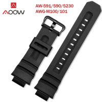 Resin Strap for Casio G-SHOCK AW-591 AW-590 AWG-M100 101 Men Sport Waterproof 16mm Replacement Bracelet Band Watch Accessories