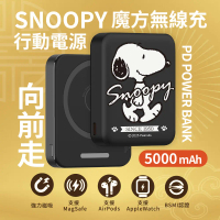 【SNOOPY 史努比】手錶磁吸三合一無線充魔方行動電源 5000mAh (Apple Watch/MagSafe)-向前走