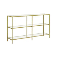 Console Sofa Table with 3 Shelves, 51.2 x 11.8 x 28.7 Inches, Metal Frame, Tempered Glass Shelf, Modern Style, for Entryway