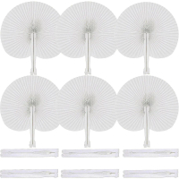 12 white paper fans, foldable handheld fans for women, round wedding decoration folding fans, suitab