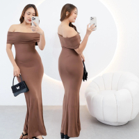 Satta Off Shoulder Dress / Long Dress Spandex / Gaun Panjang Spandek - GURLBUCKET
