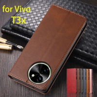 Leather Case for Vivo T3x Flip Case Card Holder Holster Magnetic Attraction Cover for Vivo T3x Wallet Case Fundas Coque