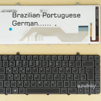 Brazilian Portuguese German Keyboard For Dell Alienware M11x R2, M11x R3 0KMVNT 04YP7H V109002DR1 V109002DK1 PK130CW1A21 Backlit