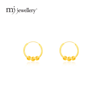 MJ Jewellery 375/9K Gold Round Loop with Beads Earrings S67
