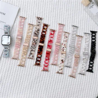 Watch7 Fashion Marble Resin Watch Band for Apple iwatch S8 S7 6 5 4 3 2 1 Replacement Watch Strap 38mm 40mm 41mm 42mm 45mm