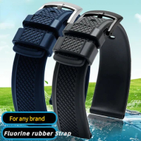 Non-Stick Dust Fluorine Rubber WatchBand for IWC Omega Rolex Casio Tissot Huawei GT3 Watch Strap Men Wristband Watch Bracelet