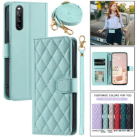 Long lanyard Flip Leather Phone Case for Sony Xperia 10 V 2023 5 IV 1 III Wallet Card Bag Cover for Sony Xperia 10 II 1 II Coque