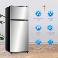 HAOYUNMA Compact Refrigerator 2 Door Mini Fridge 4.0 Cu Ft，with Freezer freezer chest Silver