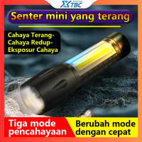 XTBC Lampu Senter Mini Super Terang Flashlight Telescopic Zoom Mini Senter Lamp Recharger USB  Lampu