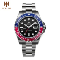 HOLUNS Luxury Automatic Mechanical Watches For Men Full Stainless Steel 50M Waterproof Ceramic Bezel Luminous Fashion Wristwatch