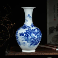 Jingdezhen Ceramic Vase Ornaments Chinese Home Furnishing Antique Official Living Room Flower Classical blue and white vase