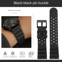 Quick release For Omega Seiko Armani Mido Rolex Citizen watch strap Black 22m ventilate fluororubber Butterfly clasp watchband