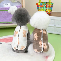 Cute Bear Printed Dog Vest Coat Autumn and Winter Pet Clothes for Small Dogs Teddy Cat Puppy Clothing Warm Pet Cardigan Sweater