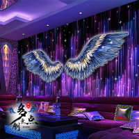 KTV酒吧包廂裝飾壁紙天使翅膀墻紙網紅直播間拍照打卡理發店壁畫
