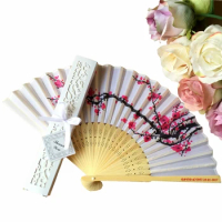50 PCS Chinese Folding Hand Fans Wedding Personalized With Text Party Favor Baby Shower Anniversary in Elegant Paper Gift Boxes