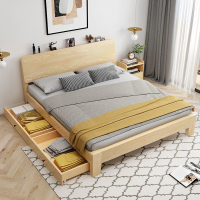 實木床現代簡約1.5米主臥雙人床家用1.8米經濟工廠直銷1m單人床架