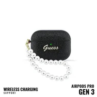 Case for AirPods Pro 3 GUESS Glitter Pearl Strap Black