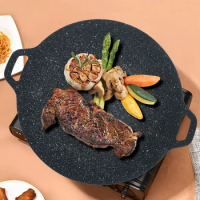BBQ Pot Multi-Griddle Iron Plate Korean Barbecue Grill Grill Pan Yakiniku Korean Grill Pan Outdoor Portable Induction Cooker