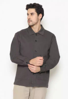 Police Denim POLICE Kemeja Polos Semi Jaket Silver Stone Regular Fit Lengan Panjang Pria