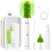 Bestidy Electric Baby Bottle Cleaner Kit for Travel- Rechargeable 360° Rotation Electric Baby Bottle