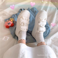 สินค้าใหม่ รองเท้าสีขาวขนาดเล็กฤดูใบไม้ผลิของผู้หญิงใหม่น่ารักรองเท้าเวลโครนักเรียนญี่ปุ่นรองเท้าผ้าใบผู้หญิง SD9255