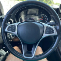 Braid Car Steering Wheel Cover Wrap Anti-Slip Leather For Mercedes Benz C200L E63 E300 E320 GLK GLC260 GLA Car Accessories