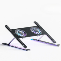 Portable Folding Tablet Stand with Built-in Fans, Non-slip Base, Desktop, Laptop, Cooling Holder
