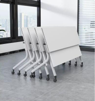 摺疊培训辅导班课桌椅会议长条桌椅组合移动翻板可拼接桌办公桌子