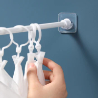 Strong Shower Curtain Rod Mount Holder Hooks Self-adhesive Rod Holder Clothes Rail Bracket Toilet Bathroom Accessories