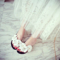2023 Summer Women's Camellia flip-flops Sandals Ladies Flat Jelly Shoes Adult Girls Cute Flower Sandals SHW149