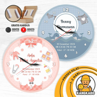 JAM DINDING LAHIRAN HADIAH KELAHIRAN BAYI NEWBORN SOUVENIR JAM DUDUK KARTUN CUSTOM TULISAN NAMA BABY