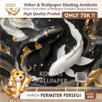 Wallpaper Stiker Motif Ikan Koi Hitam Putih Realistis 3D Wallpaper Dinding Ikan Koi Yin Yang Kekinia