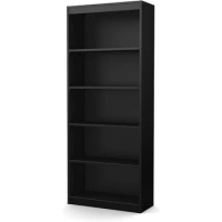 Book Shelf 5-Shelf Bookcase - Black Bookshelf Storage Locker Librero Shelves Living Room Furniture Home