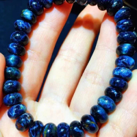 Natural Blue Pietersite Abacus Beads Bracelet Stretch Jewelry 8.4x5mm Yellow Pietersite Healing Stone From Namibia AAAAAA