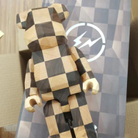 Bearbrick 400% Karimoku Chess Wood Diamond Chess Walnut Bear First Generation Full Line Sticker Laser Label Color Box Packaging