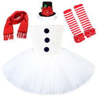 FEN คริสต์มาสตุ๊กตาหิมะตาข่ายกระโปรงชุดเดรสเด็กผู้หญิงส่งผ้าขนหนูหมวกถุงเท้าเด็ก Tutu กระโปรง 1231