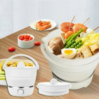 Foldable Electric Cooker Mini Hot Pot Food Steamer Cooking Machine For Dormitory Noodle Cooker Travel Camping Portable Cooker