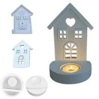 Resin Candle Holder Mold House Shape Candle Tray Molds for Epoxy Resin Casting Love Heart Table Centerpiece DIY Art Craft Epoxy